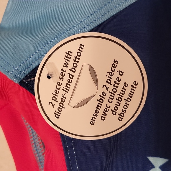 NWT two piece swimsuit with diaper lined bottom - Picture 3 of 7